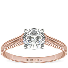 Braided Cathedral Solitaire Engagement Ring in 14k Rose Gold